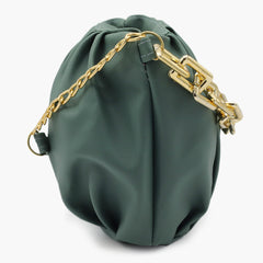 Women's Shoulder Bag - Tea Pink-Dark Green