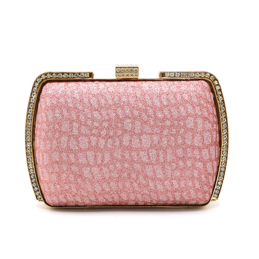 Women's Fancy Clutch - Golden- Peach- Silver