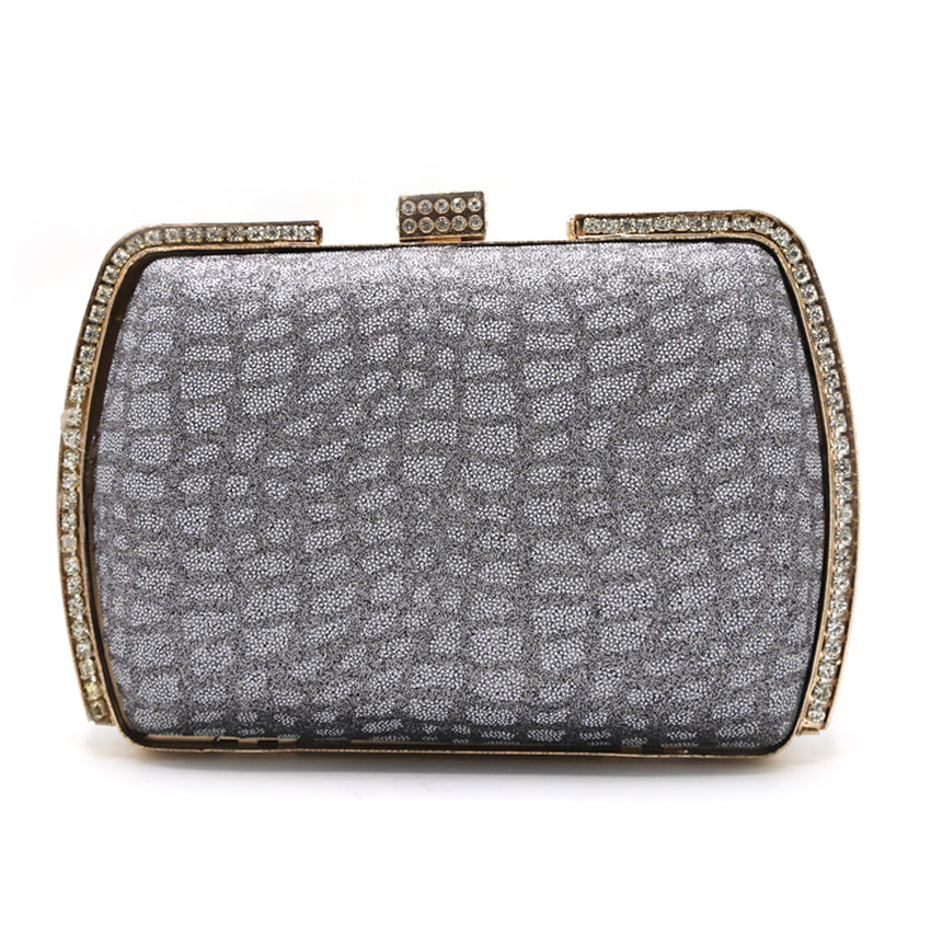 Women's Fancy Clutch - Golden- Peach- Silver