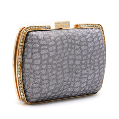 Women's Fancy Clutch - Golden- Peach- Silver