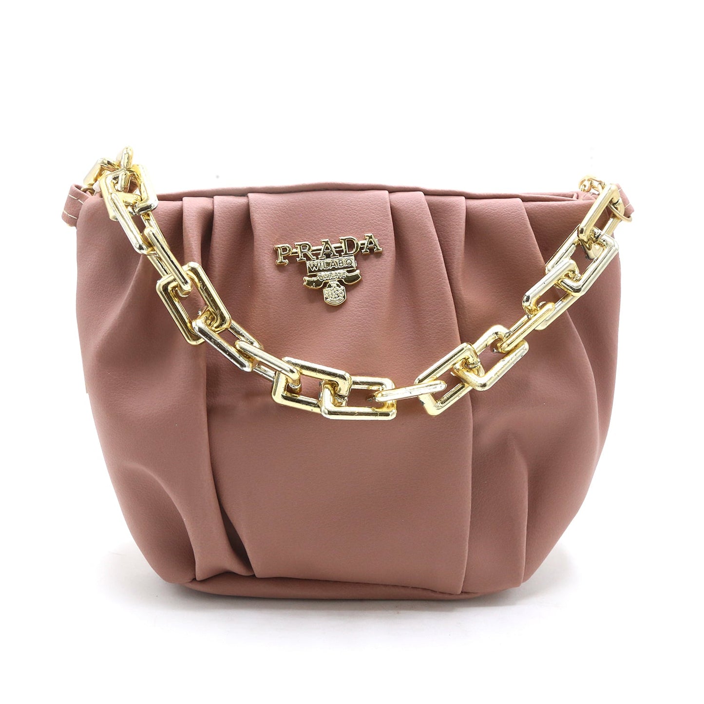 Women's Shoulder Bag - Tea Pink-Dark Green