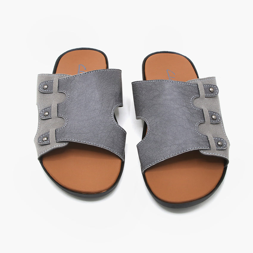 Men's Slipper - Grey- Mustard